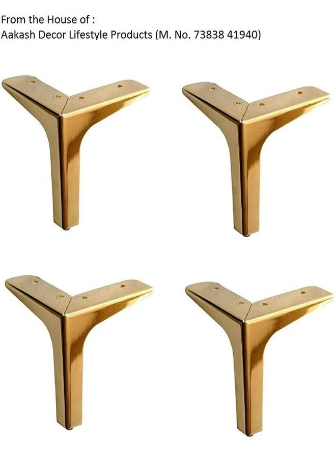 AAKASH DECOR Gold Finish Sofa Leg 4 Inches (Set of 4) - Metal Heavy Duty Furniture Leg for Home, Office Sofa Paya with Including Mounting Screw | Rustproof T- Shape Sofa Leg/Support Leg 10 cm - Image 4